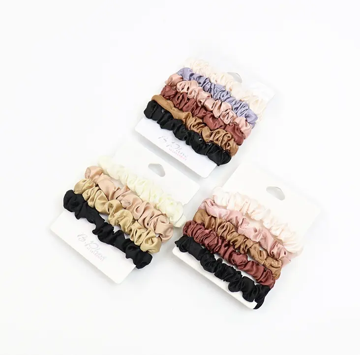 Conjunto de elásticos de cabelo de seda YIYI cor sólida elásticos para cabelo faixa de cabelo de cetim macio pacote personalizado atacado