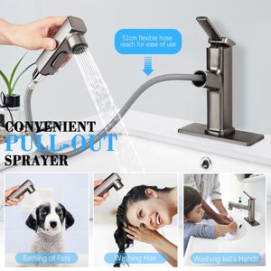 Bathroom Sink <strong>Faucet</strong> with Pull Out Sprayer,Utility Bar Sink <strong>Faucet</strong>, Lavatory Pull Down <strong>RV</strong> Sink <strong>Faucets</strong> with Rotating Spout - Product Image 4