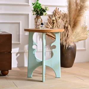 Table basse ronde en bois décorative de style européen INNOVA avec design à panneaux pour le salon, meubles de maison - Product Image 1