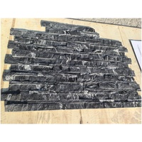 Panneaux de pierre empilée en granit noir naturel et revêtement mural 15x60x1x-2 cm