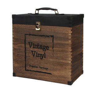 Boîte de <span class=keywords><strong>rangement</strong></span> pour disques vinyles vintage, en bois rustique, pour disques vinyles standard 78 <span class=keywords><strong>tours</strong></span>, <span class=keywords><strong>45</strong></span> <span class=keywords><strong>tours</strong></span>, 33 <span class=keywords><strong>tours</strong></span> - Product Image 1