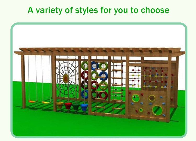 Small Size Kids Wooden Outdoor Playground Multifunction Outdoor Amusement Park Wooden Equipment For Children