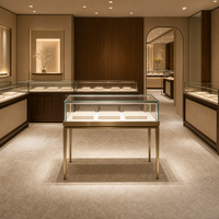 Moderne Luxus-Glasvitrine mit LED-Beleuchtung Umweltfreundliche Langlebige Edelstahl-Schmucktheke mit Anpassungsmöglichkeiten