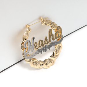 <span class=keywords><strong>Orecchini</strong></span> <span class=keywords><strong>personalizzabili</strong></span> a cerchio con targhetta scritta 18K placcato in oro con <span class=keywords><strong>orecchini</strong></span> alla moda - Product Image 4