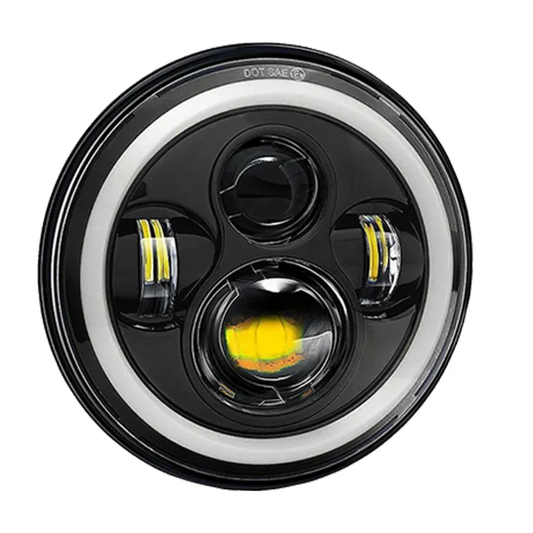 Faro LED redondo de 7 pulgadas, doble Color, 40W, con ojos de ángulo Halo elegantes y Faro de haz alto/bajo para Jeep Wrangler Harley Davidson