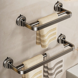 Blue Vine Double Bar Towel Rack Gunmetal Gray Self-Adhesive No Drill Bathroom Kitchen Balcony Shelf Foldable Storage - Product Image 3