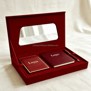 סט יוקרתי של מחברת מעור PU והדפסה בהתאמה אישית, וקלף קלפים, באריזת מתנה קטיפתית, מושלם למתנות - Product Image 4