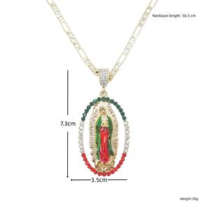 <span class=keywords><strong>Guadalupe</strong></span> Collar Rhinestone Tricolor De <span class=keywords><strong>La</strong></span> Joyeria Mexicana Santa María Nuestra Señora De <span class=keywords><strong>Guadalupe</strong></span> 14K Oro Laminado Collar - Product Image 6