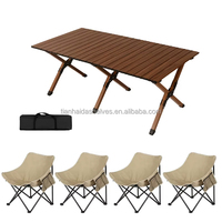 Table de camping pliable de 4 pieds, table de camping portable à enrouler avec sac de transport, table pliable légère en aluminium pour le camping en plein air