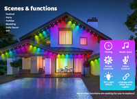 Luz de aleros para exteriores permanente IP67 Iluminación de Casa impermeable Vacaciones 50ft 100ft RGB 36V Luz LED de fácil instalación