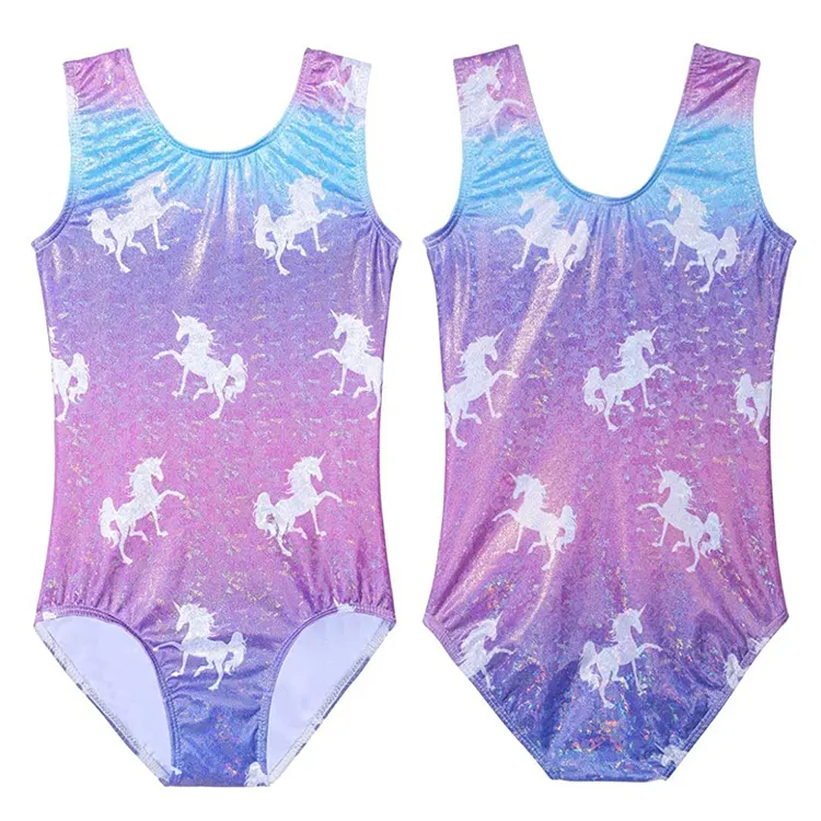 Pakaian Latihan Kompetisi Kain Ombre Grosir Senam Leotards Girls