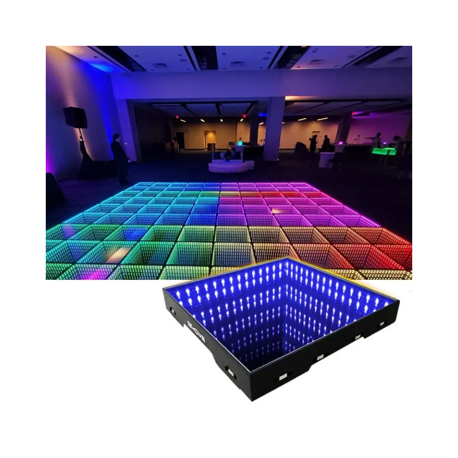 Işıklı parlak 3d ayna Video işığı Infinity temizle manyetik Neon Led dans pisti kablosuz manyetik fayans cam panel