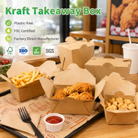 Boîte à lunch Kraft pour emporter avec revêtement anti-graisse pour les commandes de livraison de repas, personnalisation du logo disponible