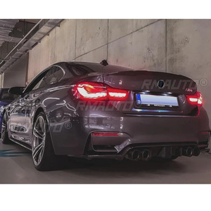 For BMW F80 M3 F82 M4 2015-2020 <b>Car</b> Rear Bumper <b>Diffuser</b> Lip With Lamp Light Spoiler Protector Splitter Carbon Fiber Style - Product Image 2