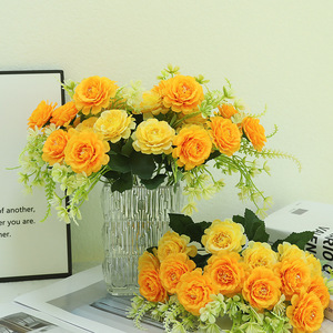 Bouquet de 7 têtes de roses artificielles en soie, tiges de fleurs d'<span class=keywords><strong>hibiscus</strong></span> pour centres de table de mariage, décoration de fête à domicile - Product Image 2