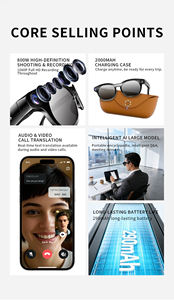Gafas inteligentes CY03 max AI con chip JL7018, reducción de ruido estéreo ENC, traducción en tiempo real, batería de 290 mAh, cámara IA y resolución de 800W. - Product Image 4