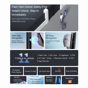 Kunci pintu Tuya elektronik Cina, kunci pintu wajah pintar dengan pemindai genggam - Product Image 4