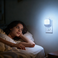 Mini Veilleuse LED à Capteur, à Brancher, Blanc Chaud, Intensité Réglable, pour Chambre d'Enfant, Aide au Sommeil Bébé, Crèche