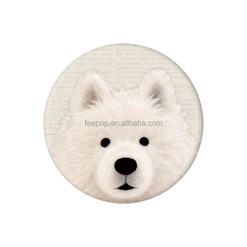 YD-C - Fuzzy Samoyed - Round - White - 10x10cm