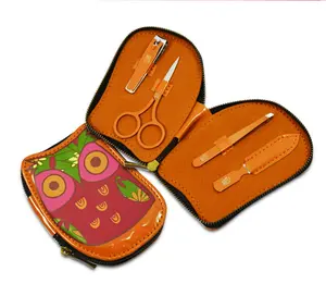 最佳节日橙色猫头鹰形婴儿女童4pcs美容指甲剪指甲护理工具礼品盒