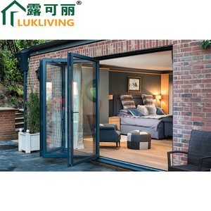 Lukliving Offre Spéciale porte pliante de Style accordéon moderne en aluminium Double accordéon en verre grande grande porte pliante - Product Image 2