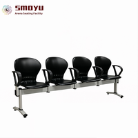 Chaises d'attente modernes 2021 en métal rouge, durables, ergonomiques et faciles à nettoyer, 4 places, pour hôpital, aéroport, bureau, arrêt de bus, banque