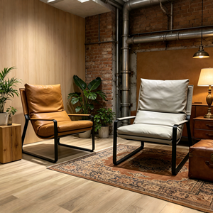 Fauteuil de salon pivotant en cuir moderne italien, fauteuil de bureau de luxe à une place avec base en acier inoxydable, usage commercial - Product Image 1