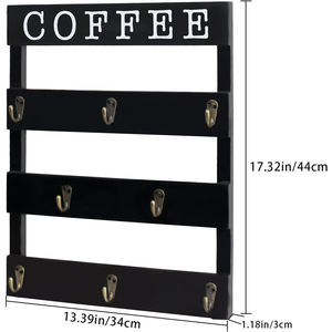 Support mural moderne en bois massif écologique pour tasses à café, 8 crochets, pour cuisine, bar à café, grandes tasses - Product Image 2