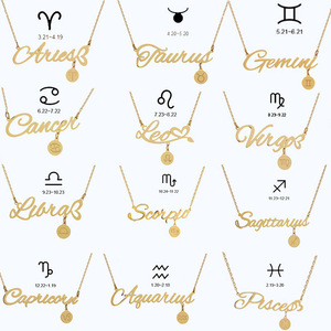 Bijoux en acier inoxydable, Bijoux sans ternir, plaqué or 18k, collier horoscope zodiaque en acier inoxydable - Product Image 3