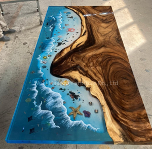 New Arrival Solid Walnut Wood Live Edge Coffee <strong>Dining</strong> Room <strong>Grey</strong> Color Island Restaurant Epoxy Resin Slab Kitchen <strong>Dining</strong> <strong>Table</strong> - Product Image 3