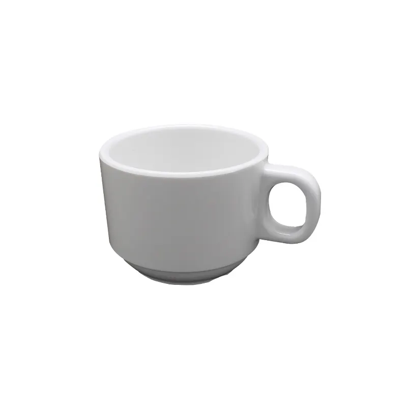 DONGYU özel logo beyaz kahve kupası, plastik özel baskılı kulplu fincan