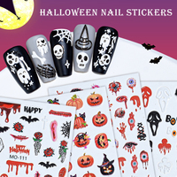 Halloween Nail Art Autocollants Fantôme Ongles Stickers 3D Horreur Fantôme Crâne Toile D'araignée Chauve-Souris Citrouille Autocollants Conception Halloween