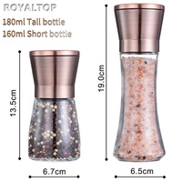 Moulin à épices de table de cuisine en acier inoxydable doré rose manuel salière et moulin à poivre avec bouteille en verre