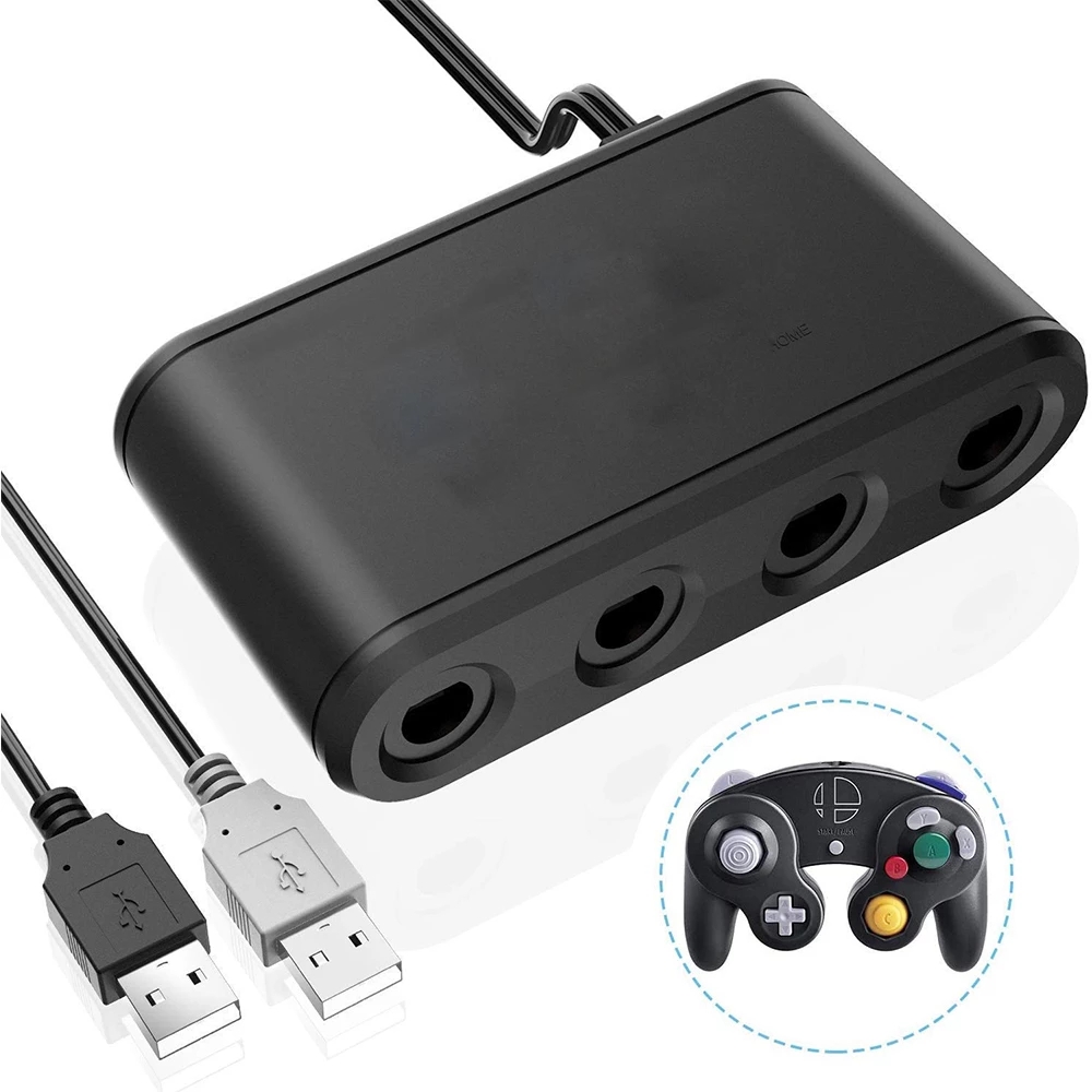 GCコン４点セット＋Switch用コンバーター ゲームキューブGCコントローラー用4ポートゲームコンバーター