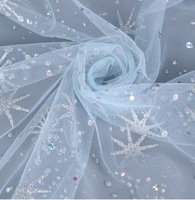 Tissu en filet 100 % polyester bleu 25 g/m² respirant et léger de 1 mm pour robes de soirée et robes à paillettes, tissu en tulle, tissu en dentelle