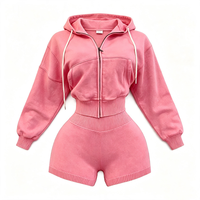Ensemble deux pièces décontracté pour femme, taille haute, coupe régulière, short, tenue de printemps, usage quotidien, tissu polyester doux et respirant