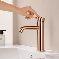 Robinet de lavabo en laiton à poignée unique AMAXO, Robinet de lavabo de salle de bain monotrou, Robinet mélangeur de lavabo de salle de bain, Cartouche céramique