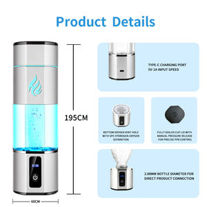 <b>Hydrogen</b> Rich Water Bottle <b>Generator</b> PEM SPE 300ml 5001-10000ppb Stainless Steel Battery Stand Mount Smart Home Use - Product Image 6