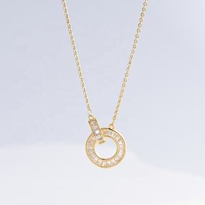 Collier pendentif planète en argent sterling 925 plaqué or 18 carats avec zircon, motif nœud rond délicat, personnalisable pour filles - Vente en gros - Product Image 2