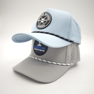 Superior 5 Panel Solid Waterproof Golf Cap Custom Silicone Logo Low MOQ OEM Laser Perforated Breathable Running <b>Hat</b> Supply - Product Image 2
