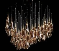 Lustre Firelux personnalisé haut de gamme en forme de fer à cheval pour villa, escalier, salon, hôtel, avec branches lumineuses transparentes