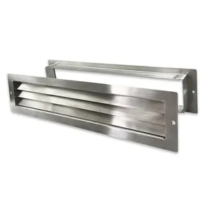 Ventilation Grille Stainless Steel, for 37-55 mm Thick Door Leaves Door Ventilation 465 x 108 mm