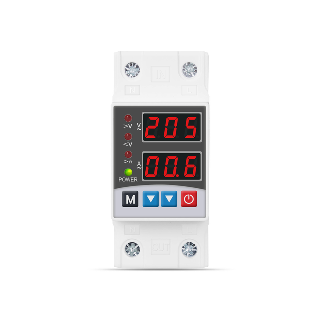 Single Phase 50Hz Voltmeter 220V 230V AC Din Rail Relay Dual LED Display Adjustable Voltage Protective Device Stabilizers