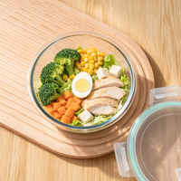 Conteneur alimentaire en verre borosilicate personnalisé, compatible micro-ondes, avec couvercle à clapet, sans BPA, empilable, anti-fuite, idéal pour l'école et les voyages