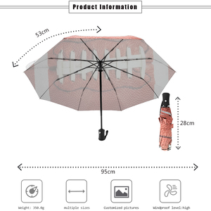Parapluie pliant à cadre en fer à la mode pour dames avec de beaux modèles de rugby Fonction de fermeture ouverte entièrement automatique Utilisation de voyage - Product Image 5