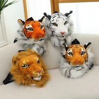 Sac à dos modèle tête de lion et tigre réaliste, jouet en peluche super doux, coton PP, anti-stress, finition lavée, vernissage UV