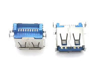 Prise femelle USB3.0 à angle droit SMT plastique bleu 9P