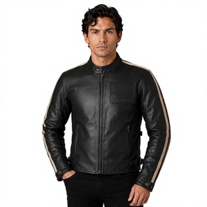 Chaqueta de Motociclismo para Hombre, Marca Ramaha, de Cuero Vacuno Genuino, con Protección de Nivel 2 CE y Soporte para la Espalda - Product Image 1