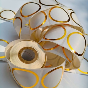 Etichette Metalliche Lucide con Foglia d'Oro Opaca, Etichette Termiche Circolari con Bordo Dorato Stampabili in Rotoli - Product Image 3