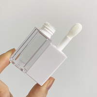 Contenants carrés en PETG de 5 ml pour huile à lèvres, noir, rose, blanc, avec logo personnalisé, tubes de brillant à lèvres avec grand applicateur et grande brosse